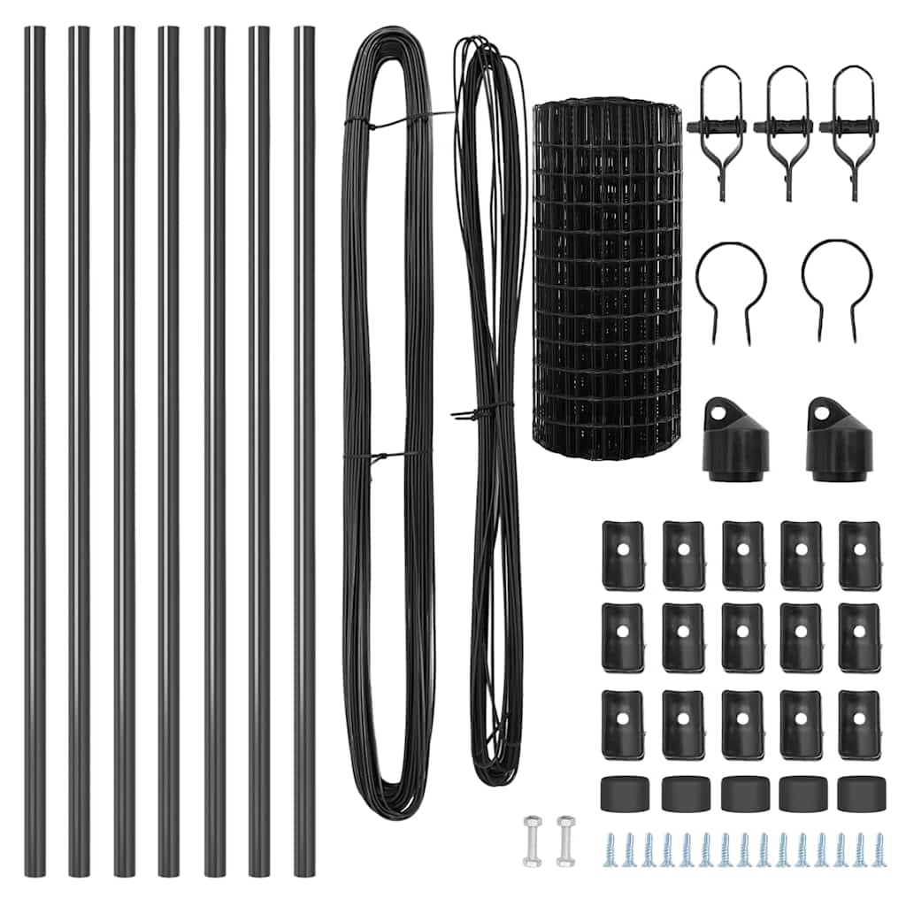 vidaXL Euro Fence με 13 Στύλους 0.8x25 μ Γαλβανισμένος Χάλυβας Γκρι