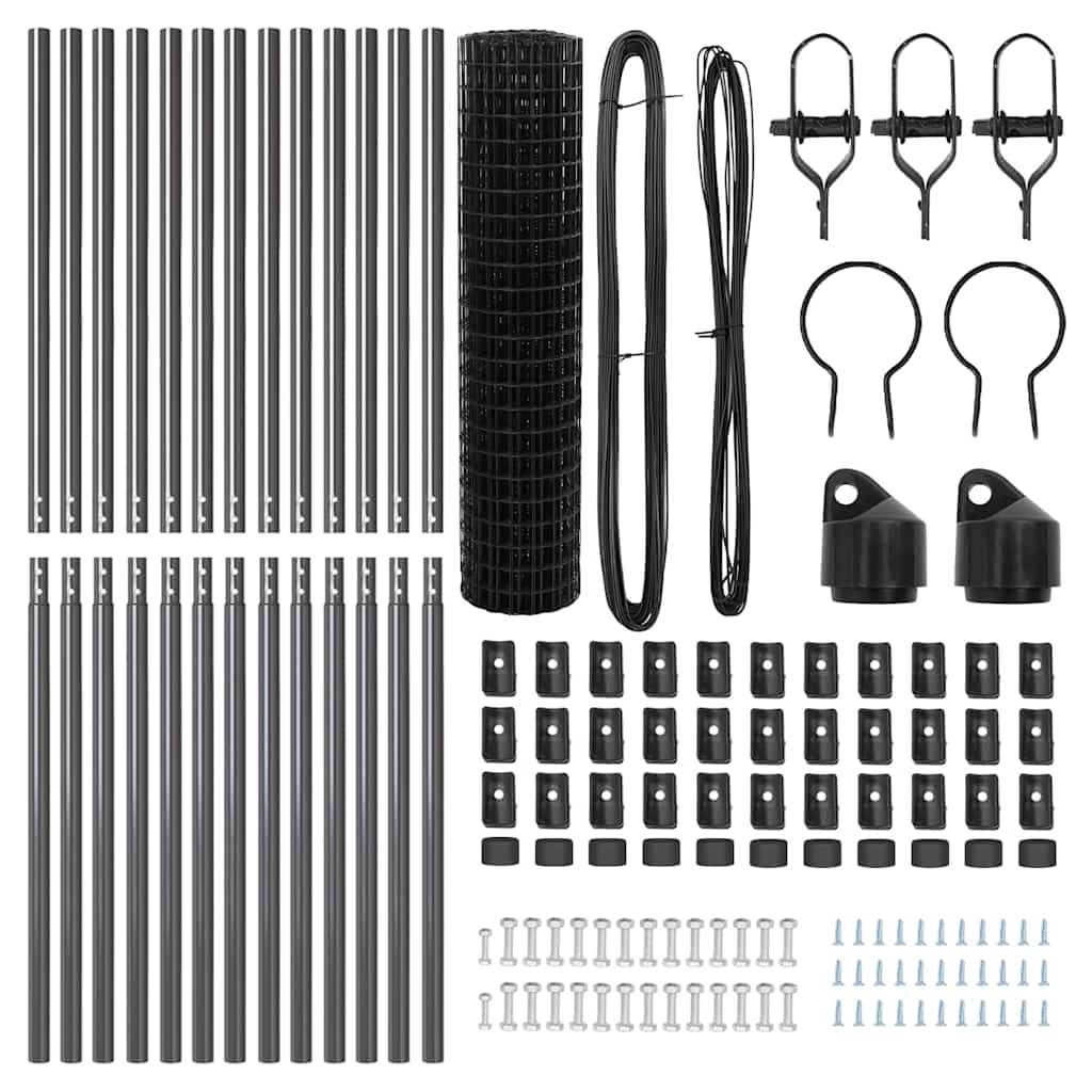 vidaXL Euro Fence με 13 Πόλους 1x25 μ Γαλβανισμένος Χάλυβας Γκρι
