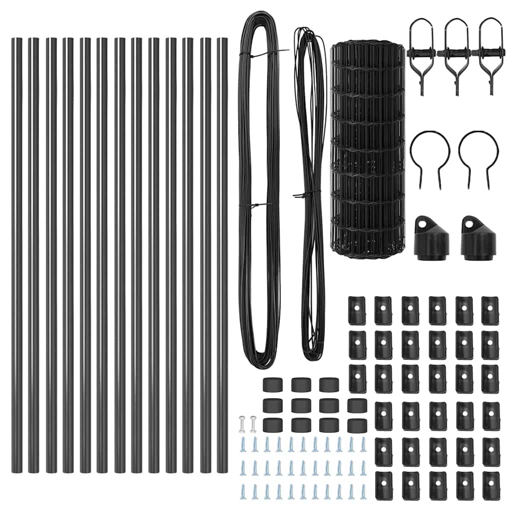 vidaXL Ευρωπαϊκό Φράχτη με 13 Στήλες 0.6x25 μ Γαλβανισμένος Χάλυβας Γκρι