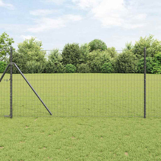 vidaXL Euro Fence με 13 Πόστα 1x25μ Γαλβανισμένος Χάλυβας Γκρι