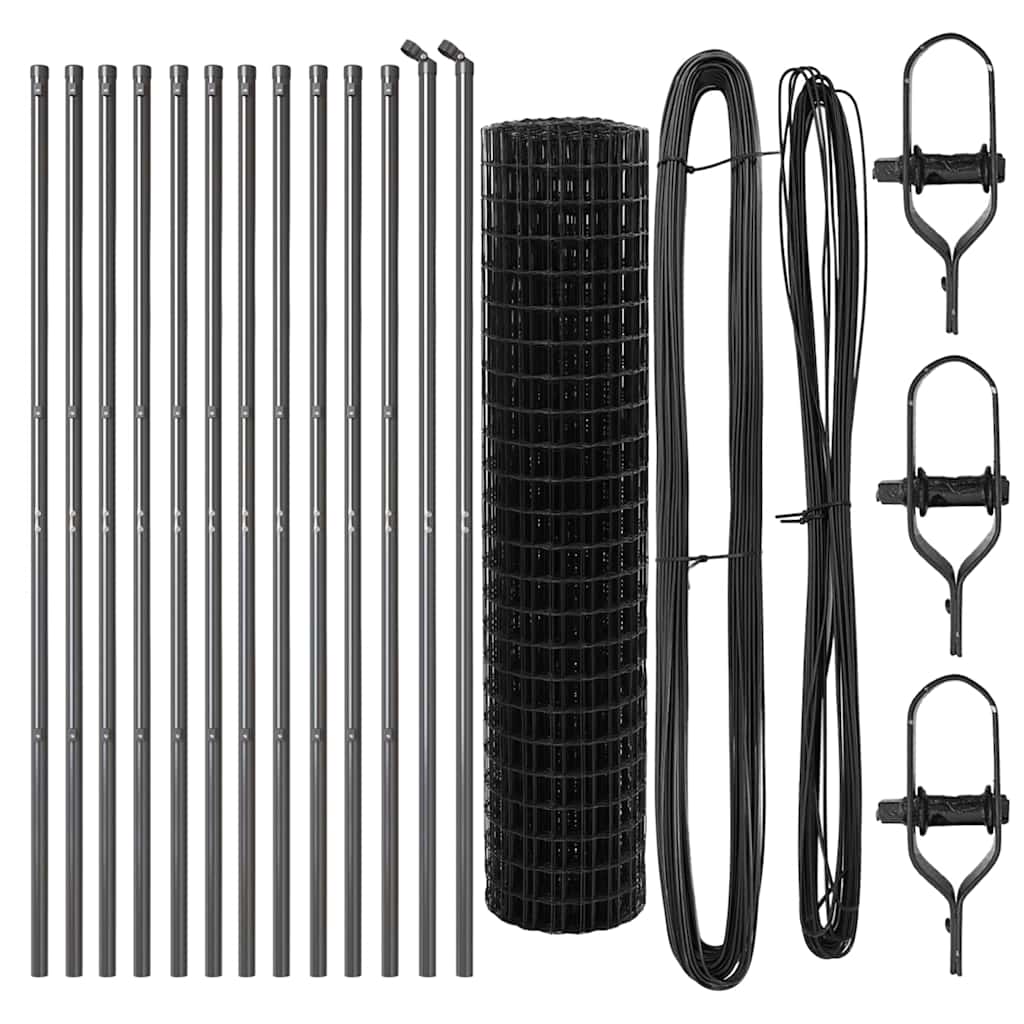vidaXL Euro Fence με 13 Πόστα 1x25μ Γαλβανισμένος Χάλυβας Γκρι
