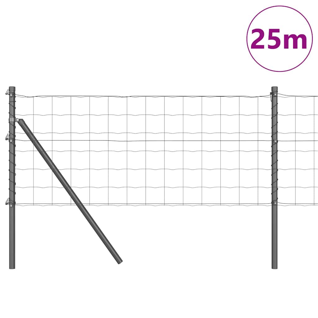 vidaXL Euro Fence με 13 Πό posts 0.8x25 m Γαλβανισμένο Ατσάλι Γκρι