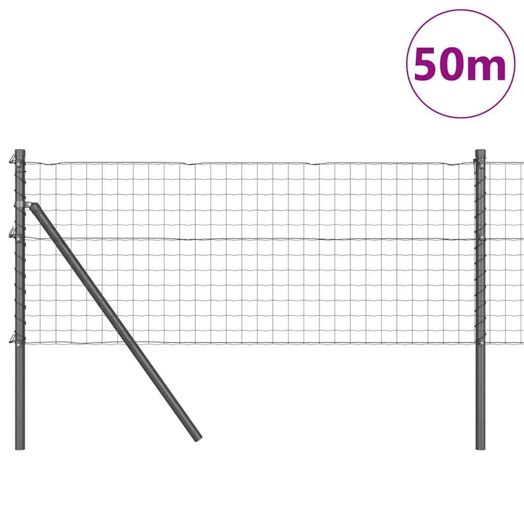 vidaXL Euro Fence με 13 Πόλους 0.6x50 μ Γαλβανισμένο Ατσάλι Γκρι