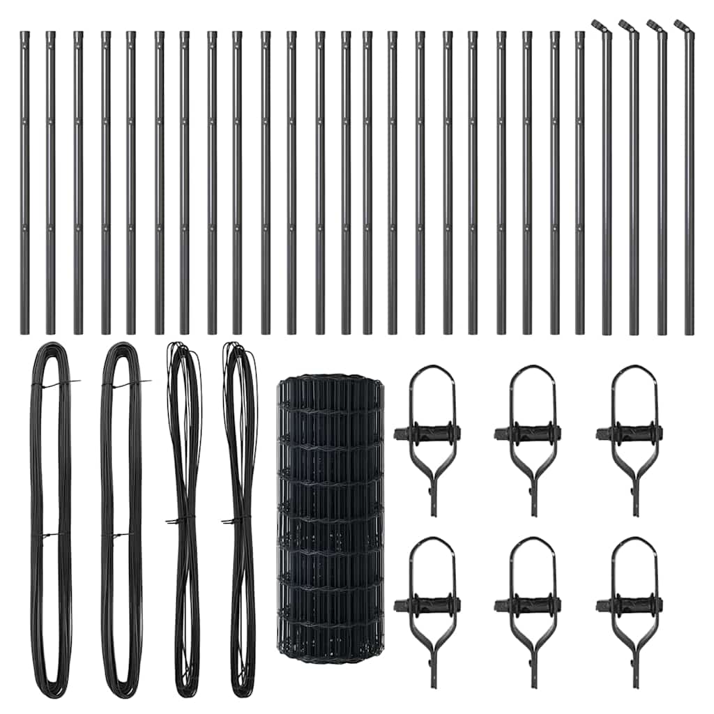 vidaXL Euro Fence με 13 Πόλους 0.6x50 μ Γαλβανισμένος Χάλυβας Γκρι