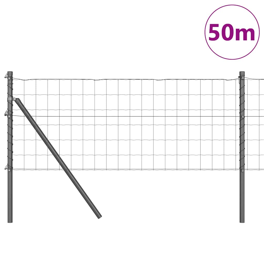 vidaXL Euro Fence με 13 Στήλες 0.6x50 μ Γαλβανισμένος Χάλυβας Γκρι