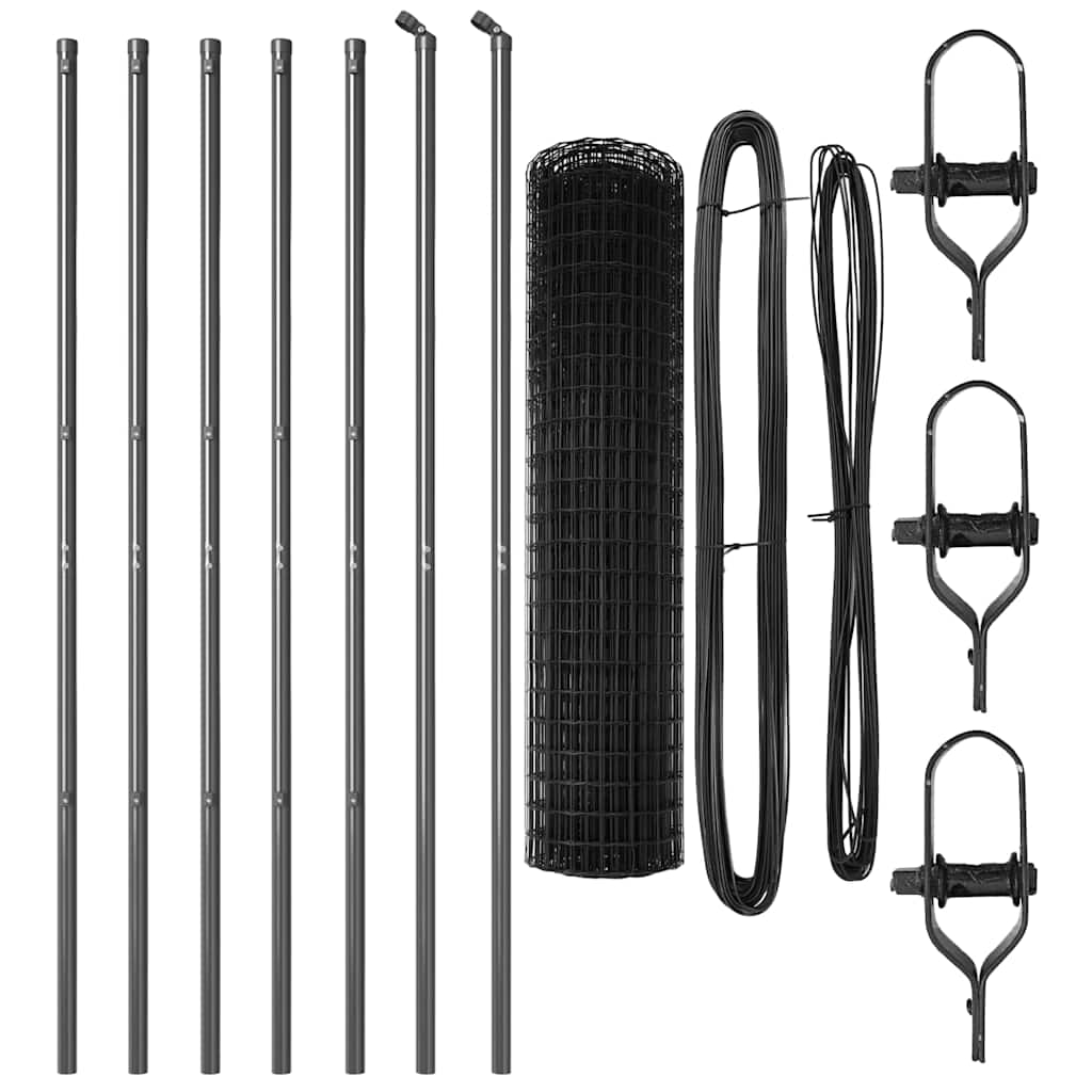 vidaXL Euro Fence με 7 στύλους 1x10 μ γαλβανισμένο ατσάλι γκρι