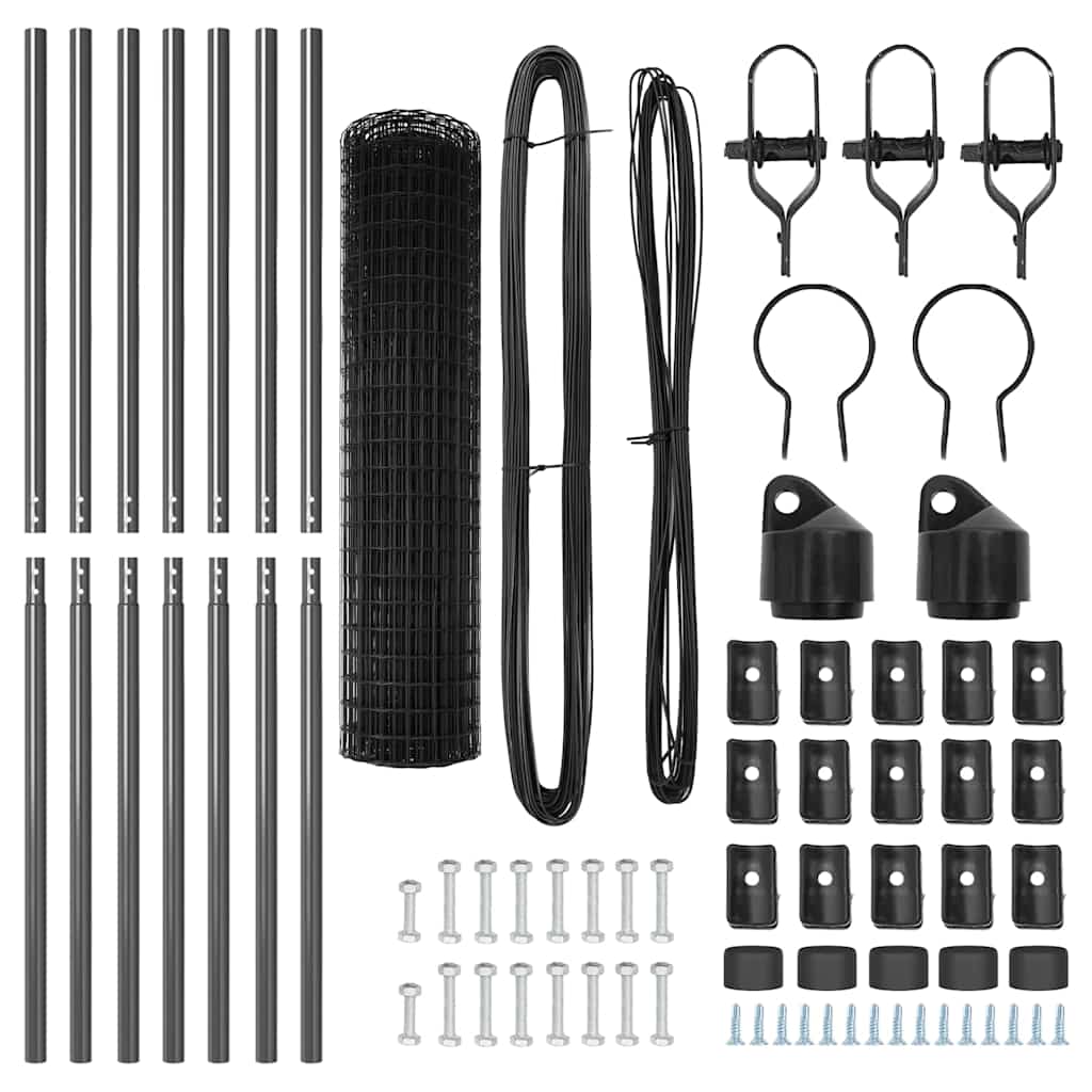 vidaXL Euro Fence με 7 στύλους 1x10 μ γαλβανισμένο ατσάλι γκρι