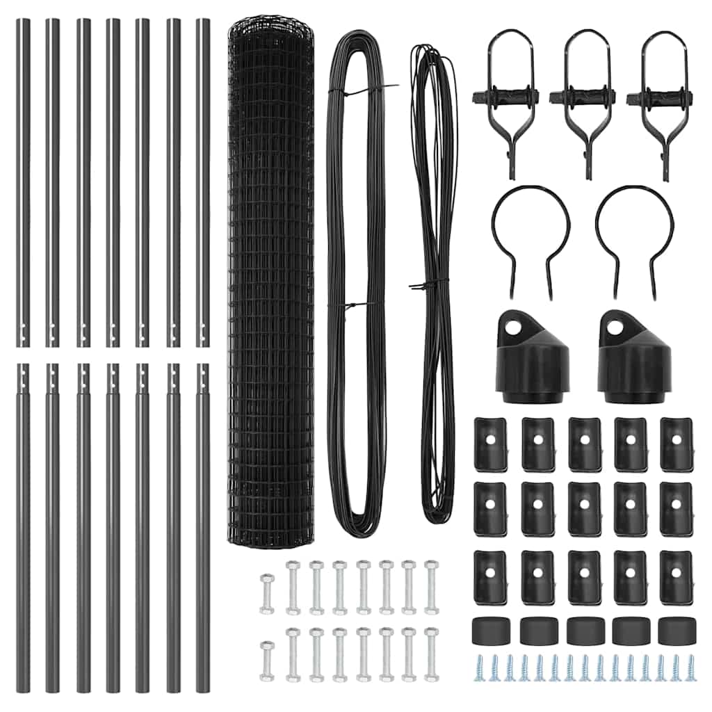 vidaXL Ευρωπαϊκή Περφραγή με 7 Στυλό 1.6x10 μ Γαλβανισμένος Χάλυβας Γκρι