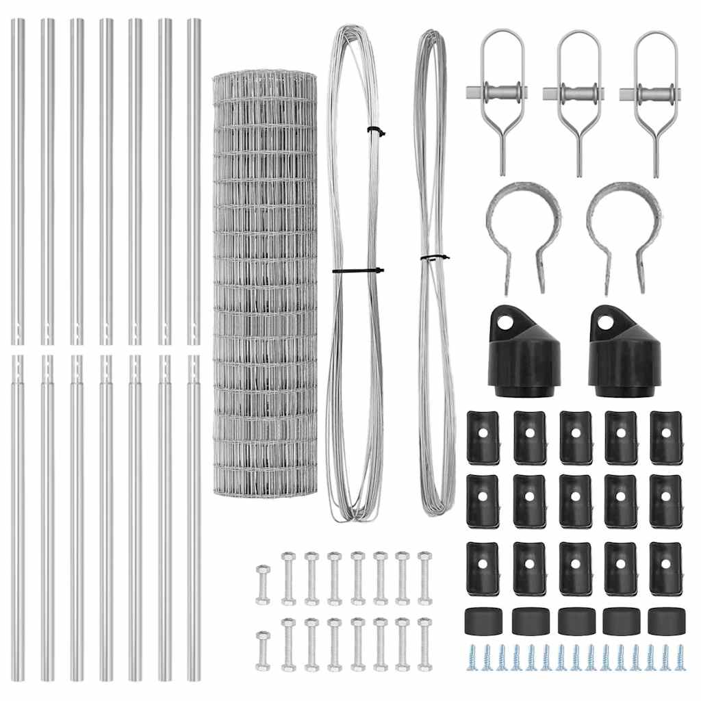 vidaXL Euro Fence με 7 Στύλους 1x10 μ Γαλβανισμένος Χάλυβας