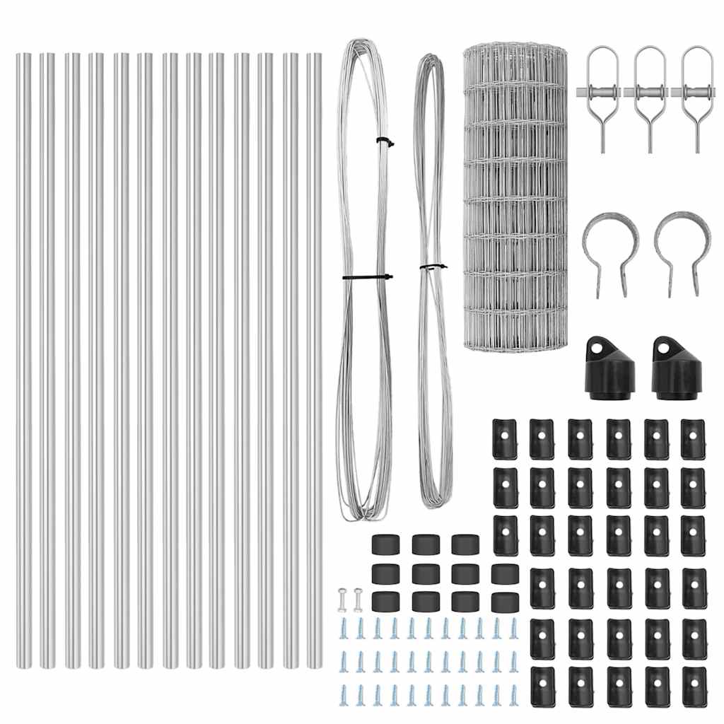 vidaXL Ευρωπαϊκή Περίφραξη με 13 Πόδια 0.6x25 μ Γαλβανισμένος Χάλυβας