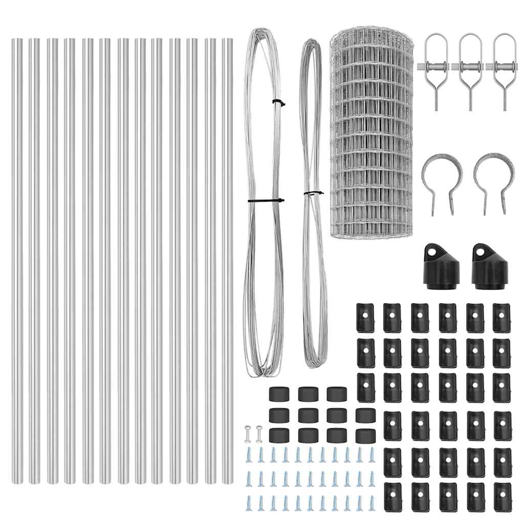 vidaXL Ευρωπαϊκός Φράχτης με 13 Στηρίγματα 0.6x25 μ Γαλβανισμένος Χάλυβας