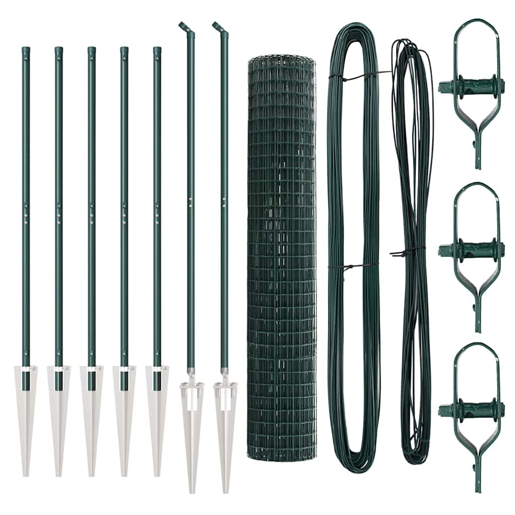 vidaXL Ευρωπαϊκή Περίφραξη με 7 Στηρίγματα Σπικ 1.6x10 μ Γαλβανισμένος Χάλυβας Πράσινος