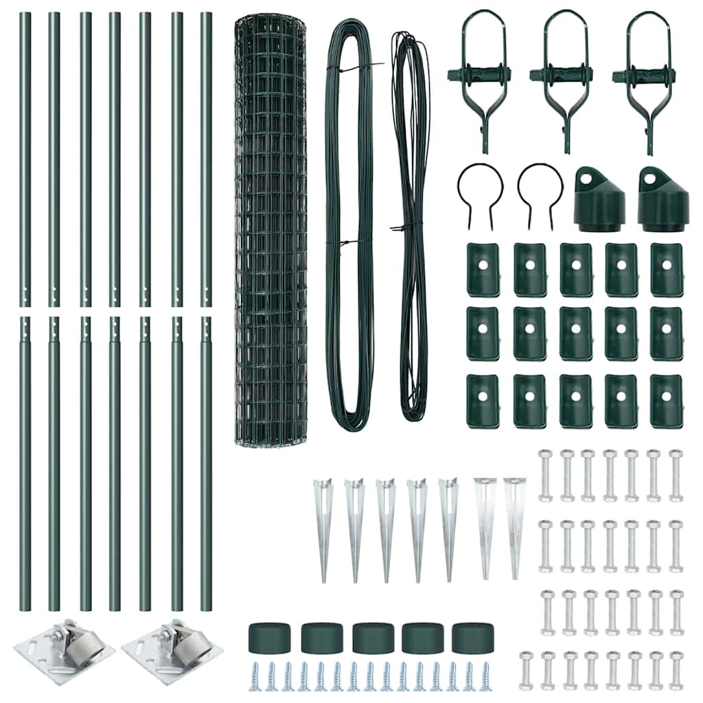 vidaXL Euro Fence με 7 στήλες Σπυρίδων 1.6x10 μ Γαλβανισμένος Χάλυβας Πράσινος