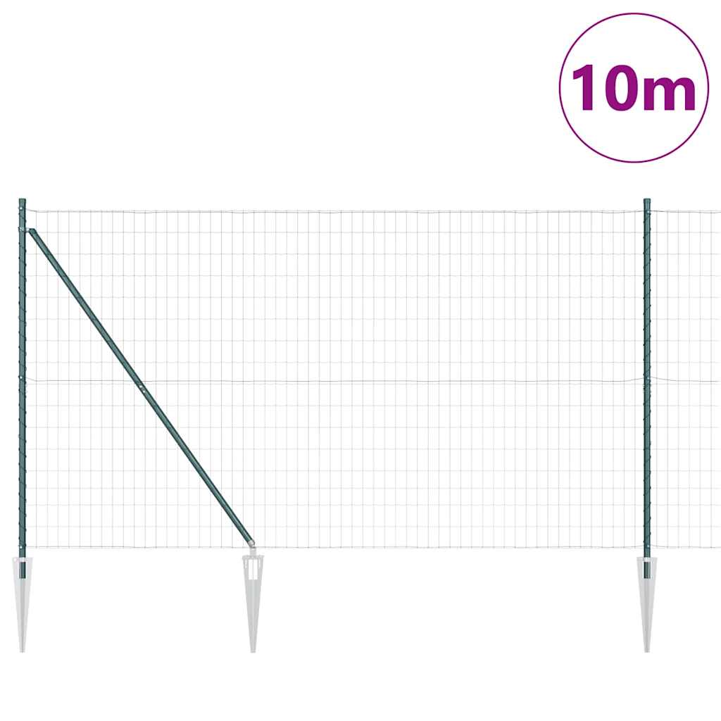 vidaXL Euro Fence με 7 στήλες Σπυρίδων 1.6x10 μ Γαλβανισμένος Χάλυβας Πράσινος
