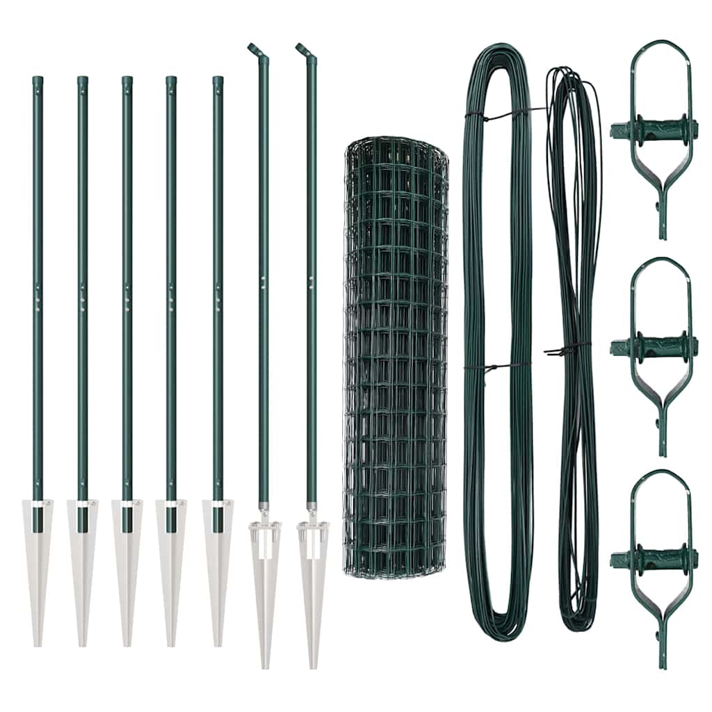 vidaXL Ευρωπαϊκή Περίφραξη με 7 ατράκτους 1.4x10 μ Γαλβανισμένο Ατσάλι Πράσινο