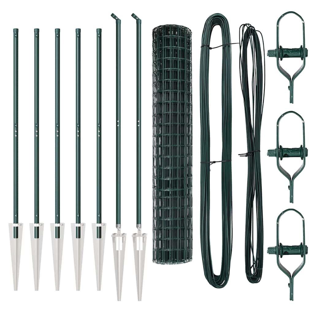vidaXL Euro Fence με 7 Άγκιστρα Στερέωσης 1.6x10 μ Γαλβανισμένος Χάλυβας Πράσινος
