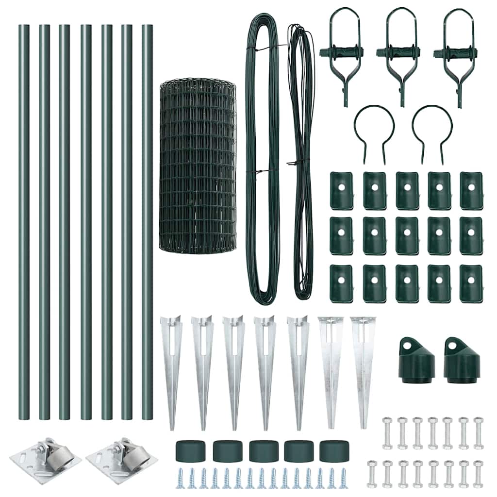 vidaXL Φράχτης Euro με 7 Πόστ Έμβολο 0.8x10 μ Γαλβανισμένο Ατσάλι Πράσινος