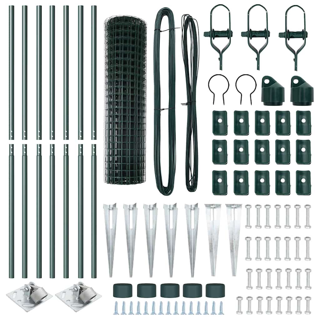 vidaXL Euro Fence με 7 Στηρίγματα 1.2x10 μ Γαλβανισμένο Χάλυβα Πράσινο