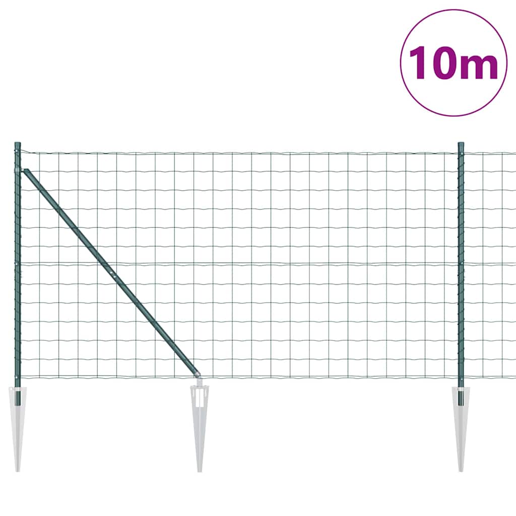 vidaXL Euro Fence με 7 Στηρίγματα 1.2x10 μ Γαλβανισμένο Χάλυβα Πράσινο