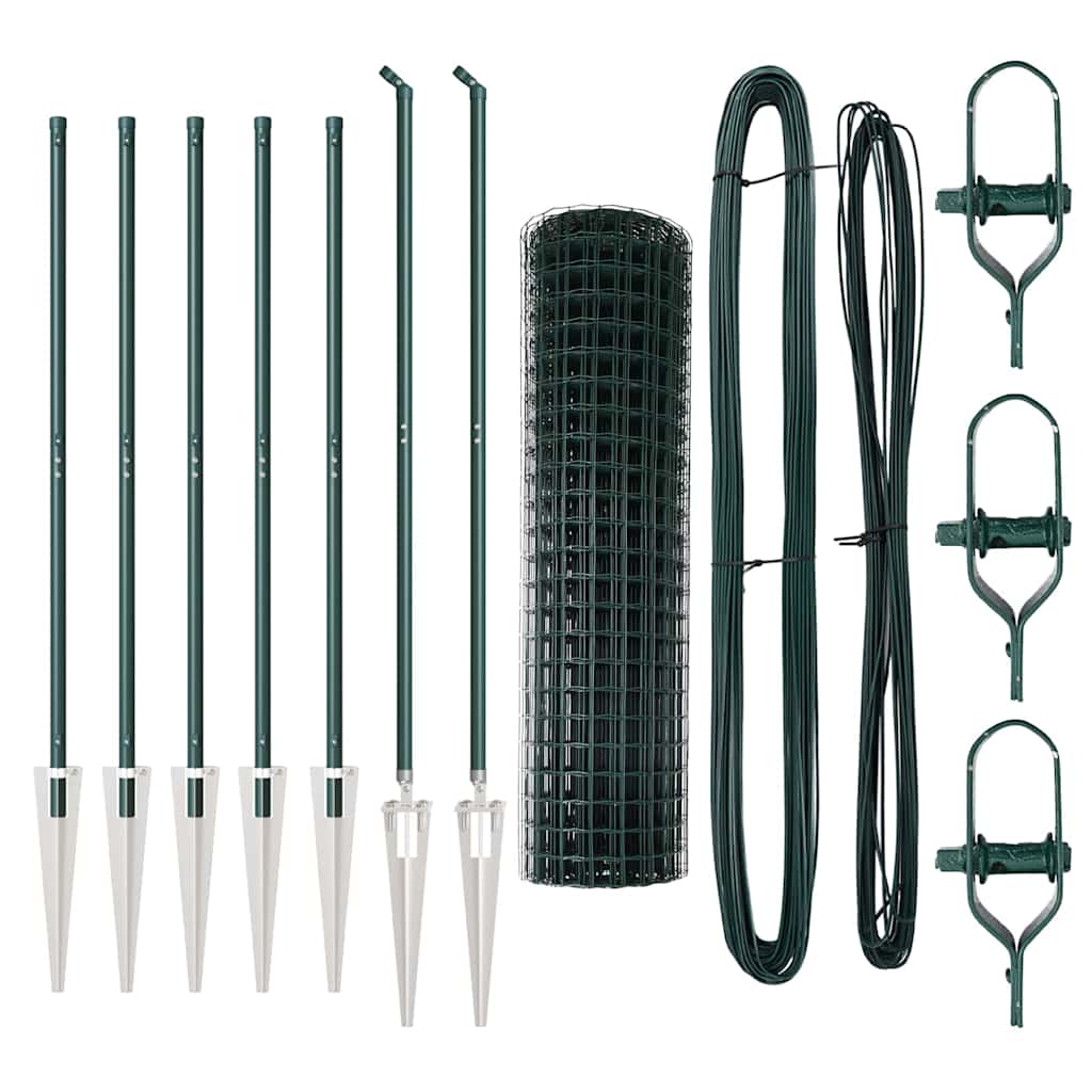 vidaXL Euro Fence με 7 Σπηλιές 1.4x10 μ Γαλβανισμένος Ατσάλινος Πράσινος