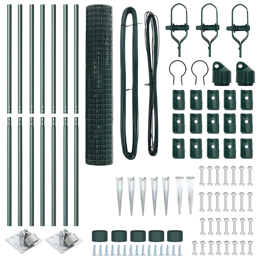 vidaXL Euro Fence με 7 Στηρίγματα 1.5x10 μ Γαλβανισμένο Ατσάλι Πράσινο
