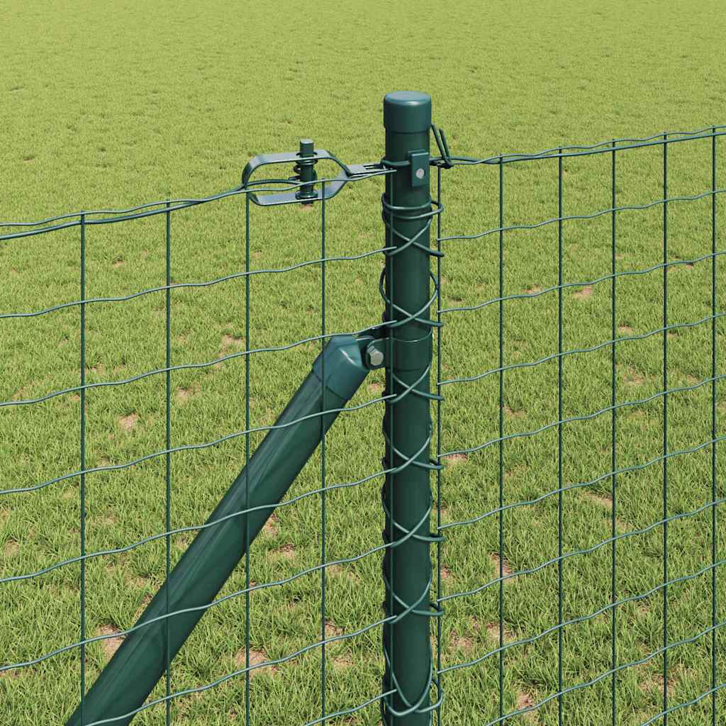 vidaXL Euro Fence με 13 σιδερένιους πασσάλους 1,2x25 μ Γαλβανισμένος Χάλυβας Πράσινος