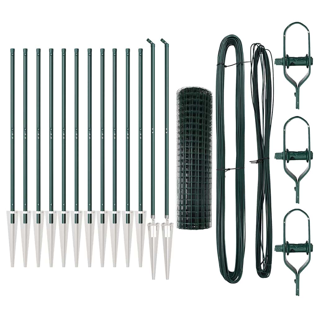 vidaXL Euro Fence με 13 σιδερένιους πασσάλους 1,2x25 μ Γαλβανισμένος Χάλυβας Πράσινος