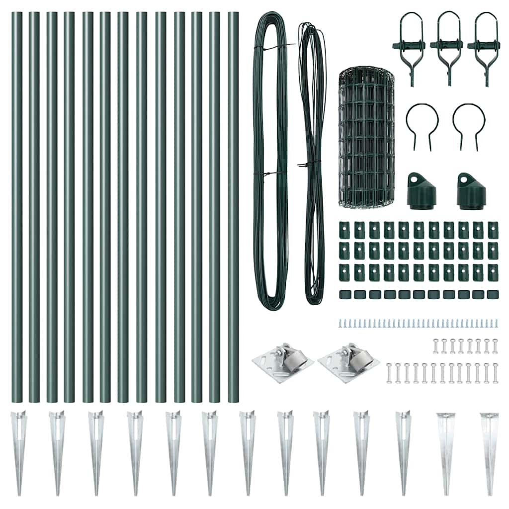 vidaXL Ευρωπαϊκή περίφραξη με 13 καρφίτσες 0.4x25 μ γαλβανισμένο χάλυβα πράσινο