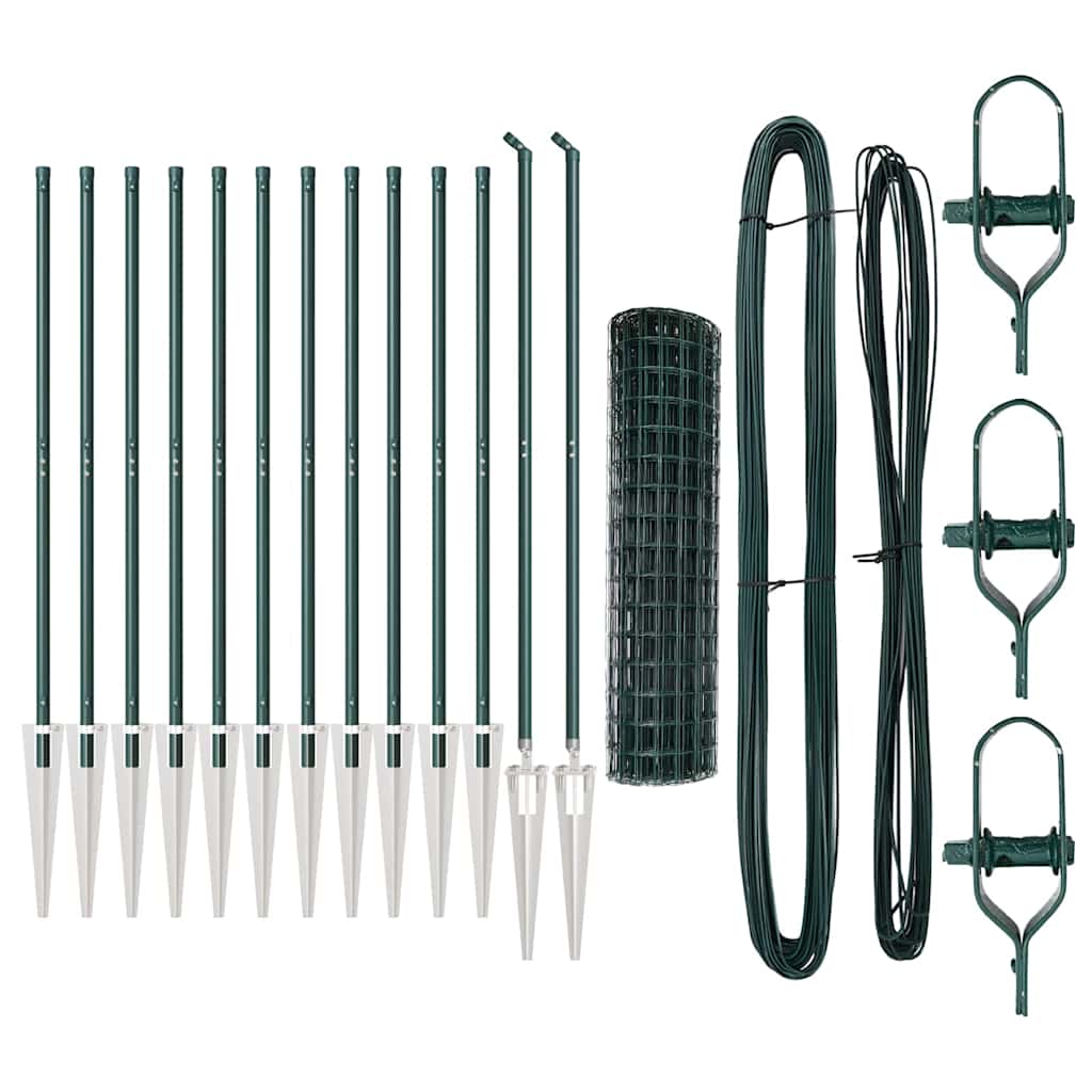 vidaXL Euro Fence με 13 Σταθεροποιητές 1.2x25μ Γαλβανισμένο Ατσάλι Πράσινο