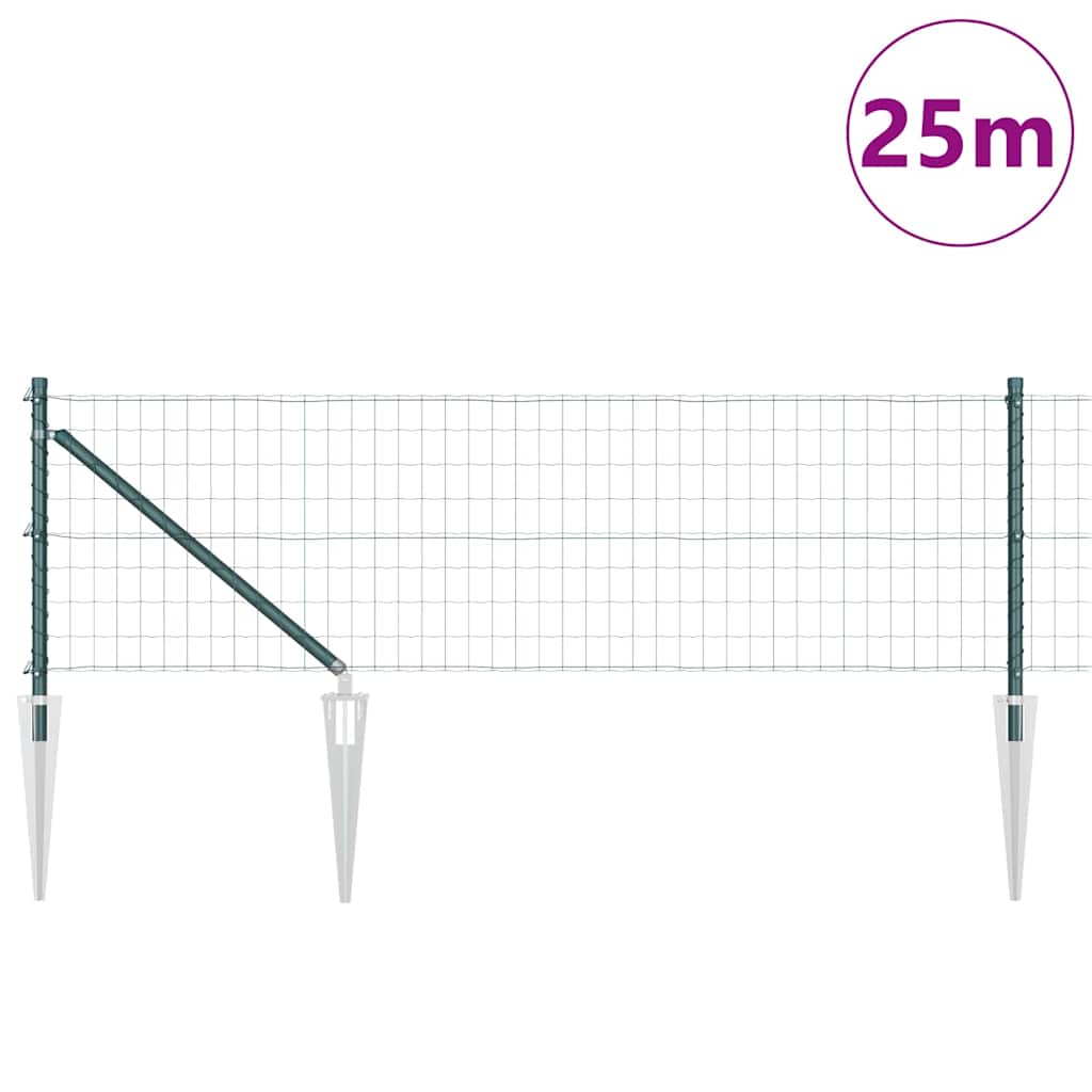 vidaXL Euro Fence με 13 Σημαδεμένους Στύλους 0.8x25 μ Γαλβανισμένο Μέταλλο Πράσινο