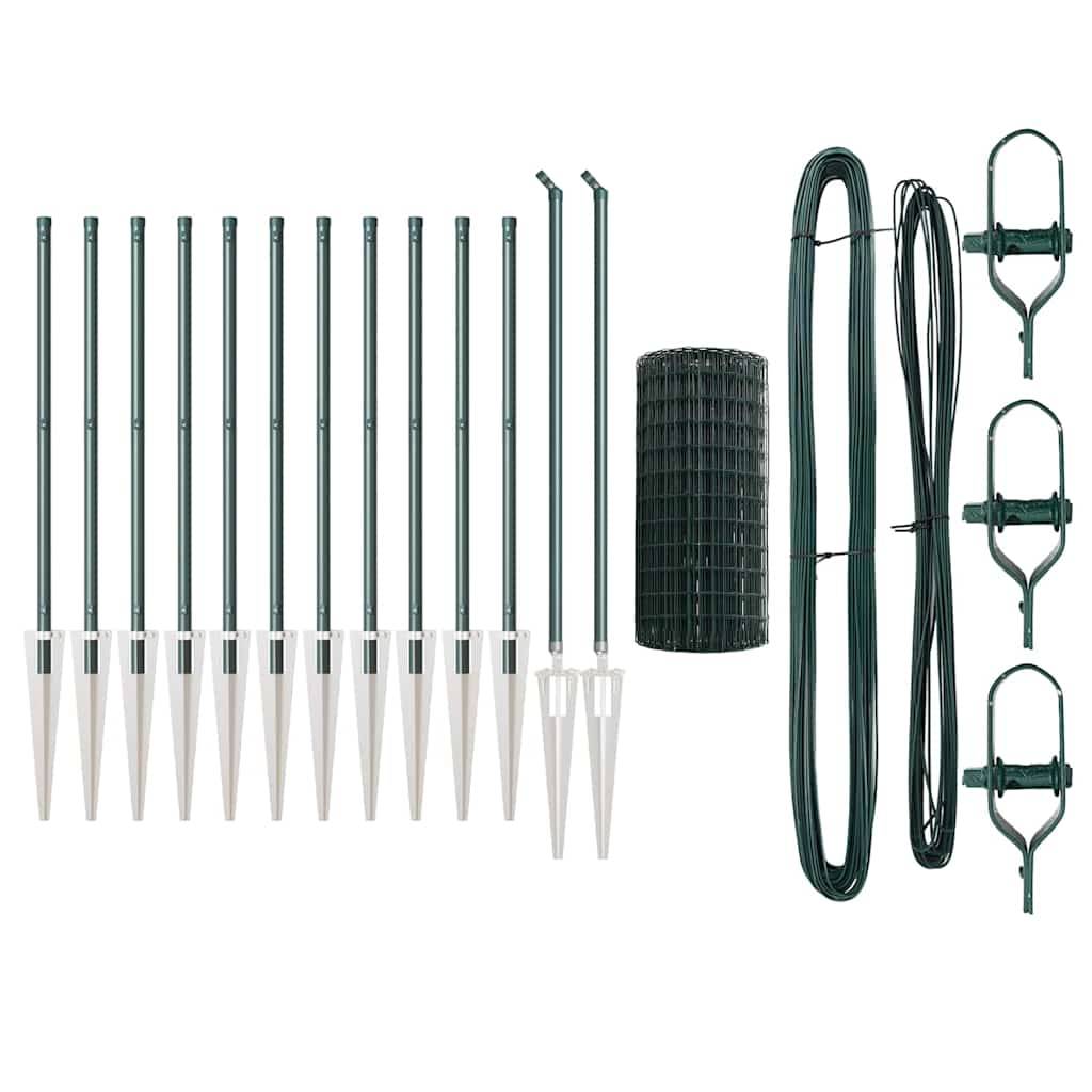 vidaXL Ευρωπαϊκή Περίφραξη με 13 Στερεωτικούς Πόλους 0.4x25 μ Γαλβανισμένο Χάλυβα Πράσινο