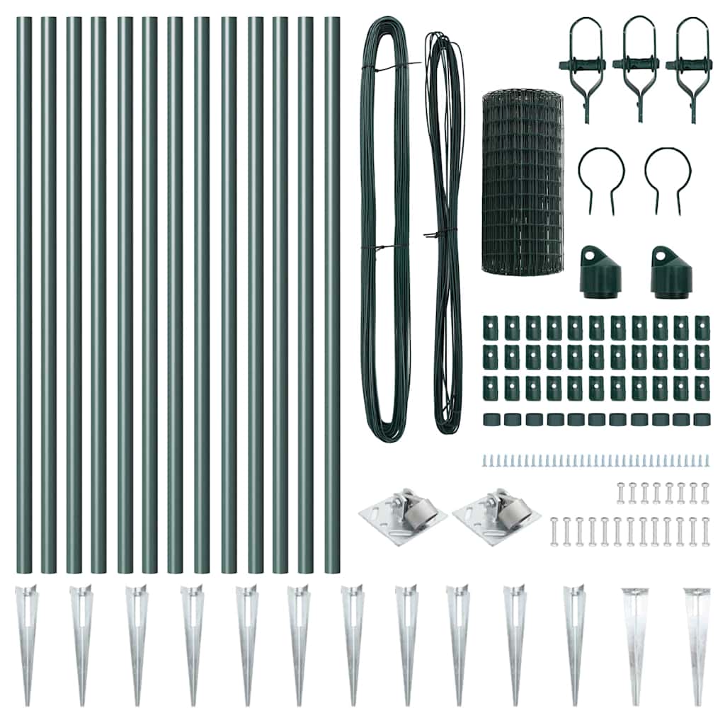 vidaXL Ευρωπαϊκός Φράχτης με 13 Σημεία Αντίκτυπου 0.6x25 μ Γαλβανισμένος Χάλυβας Πράσινος