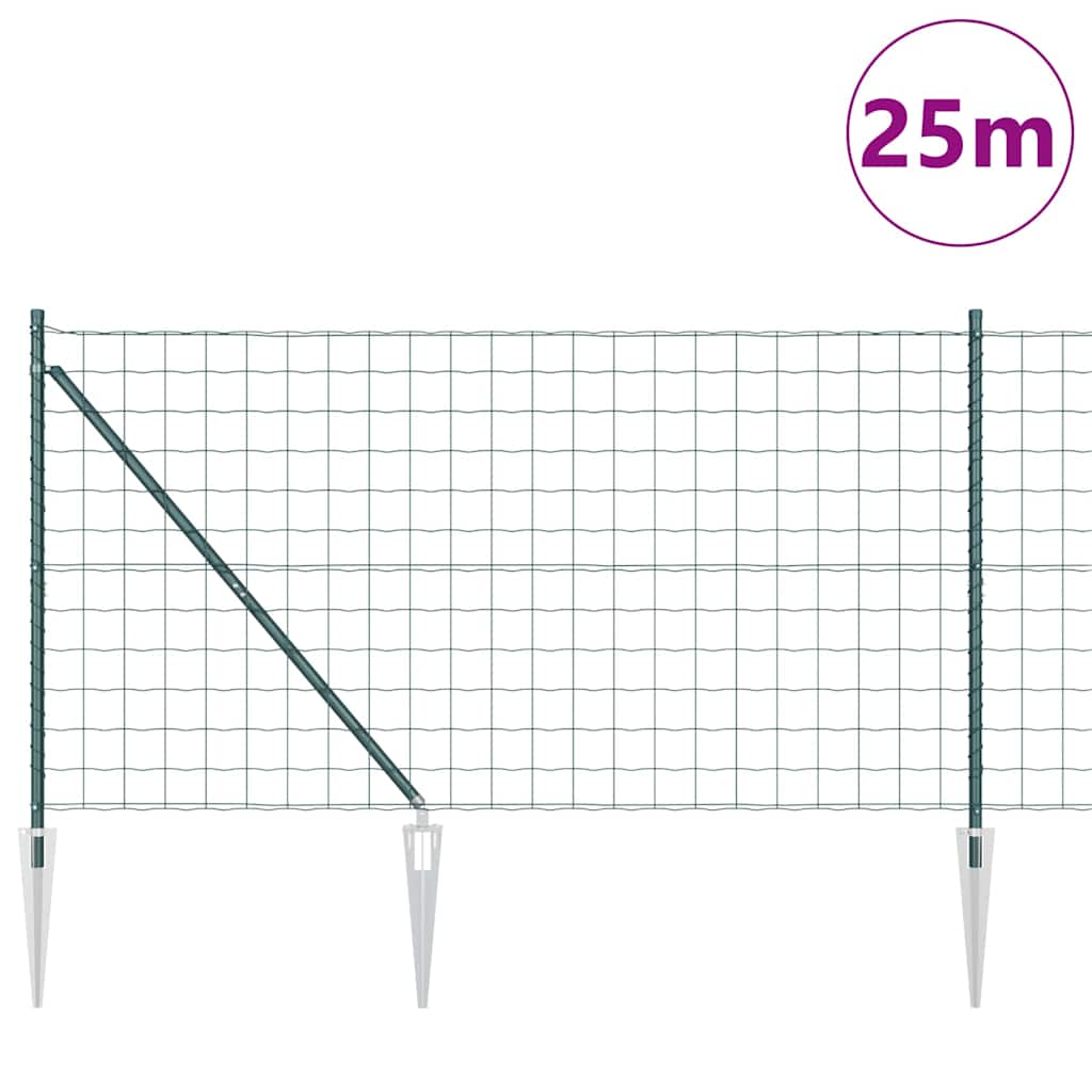 vidaXL Euro Fence με 13 Στελέχη 1.2x25 m Γαλβανισμένο Ατσάλι Πράσινο