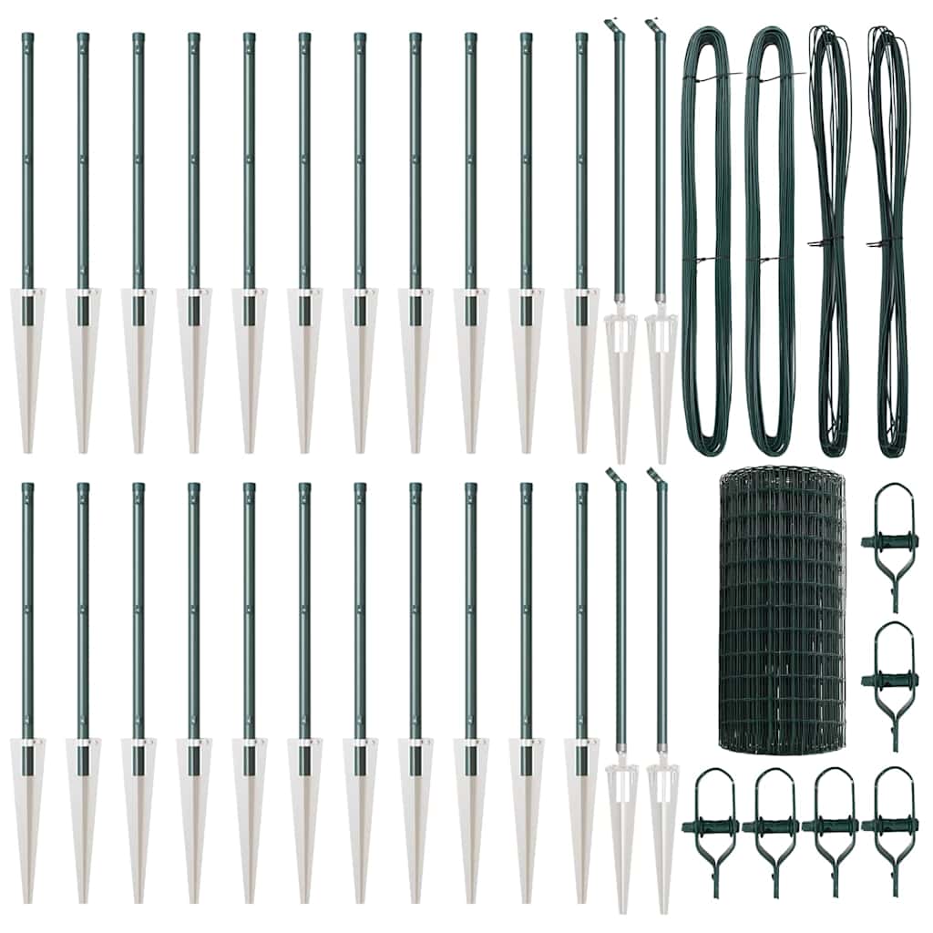 vidaXL Ευρωπαϊκή Περίφραξη με 13 Στήλους Σημείου 0.4x50 μ Γαλβανισμένο Χάλυβα Πράσινο