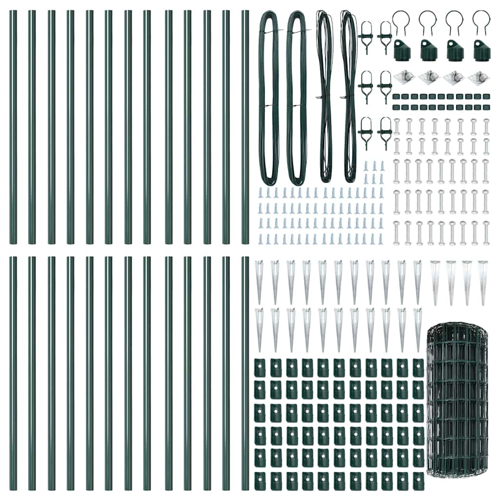 vidaXL Euro Fence με 13 Στηρίγματα 0.6x50 μ Γαλβανισμένος Χάλυβας Πράσινος