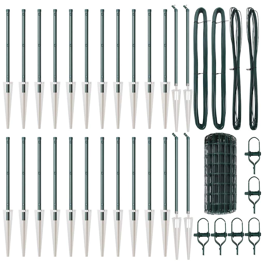 vidaXL Ευρωπαϊκή περίφραξη με 13 βίδες 0.6x50 μ Γαλβανισμένο Ατσάλι Πράσινο