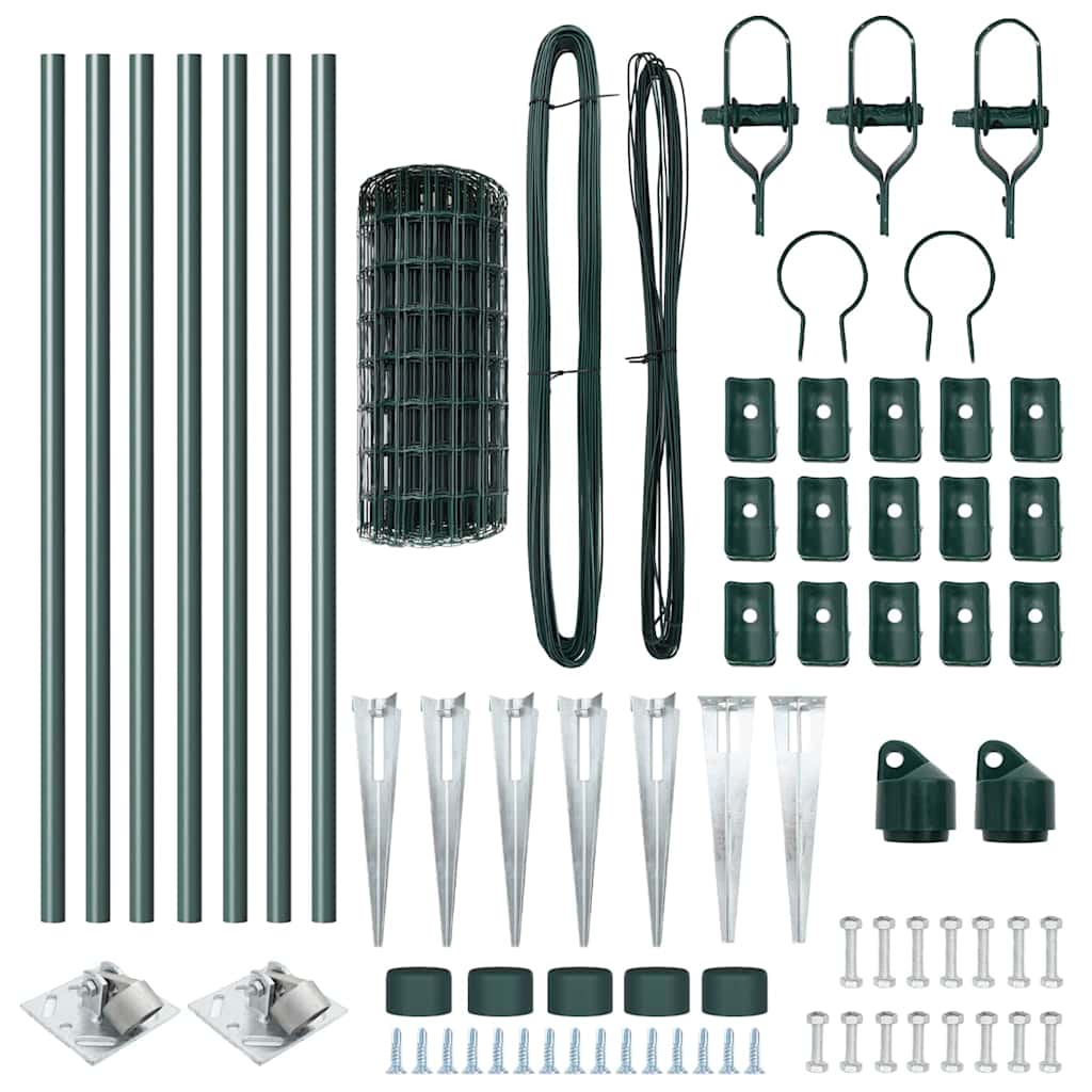 vidaXL Ευρωπαϊκός Φράχτης με 7 Στήλες Σπικ 0.4x10 μ Γαλβανισμένο Ατσάλι Πράσινο