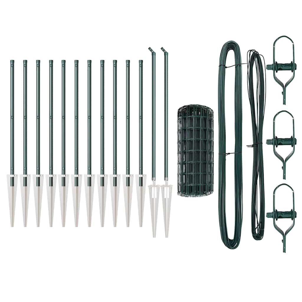 vidaXL Ευρωπαϊκός Φράκτης με 13 Σταθεροποιητικούς Σπείρους 0.4x25 μ Γαλβανισμένος Χάλυβας Πράσινος