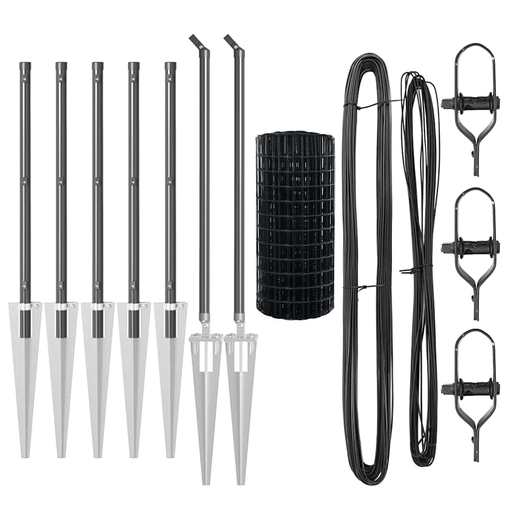 vidaXL Euro Fence με 7 Άγκυρες 1x10 μ Γαλβανισμένος Χάλυβας Γκρι