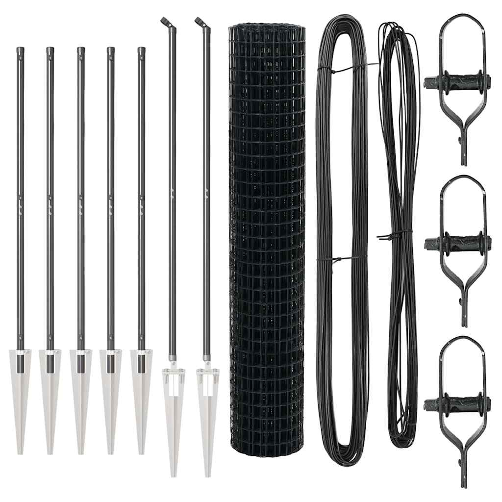 vidaXL Ευρωπαϊκή Περίφραξη με 7 Σφήνες 1.5x10 μ Γαλβανισμένος Χάλυβας Γκρι