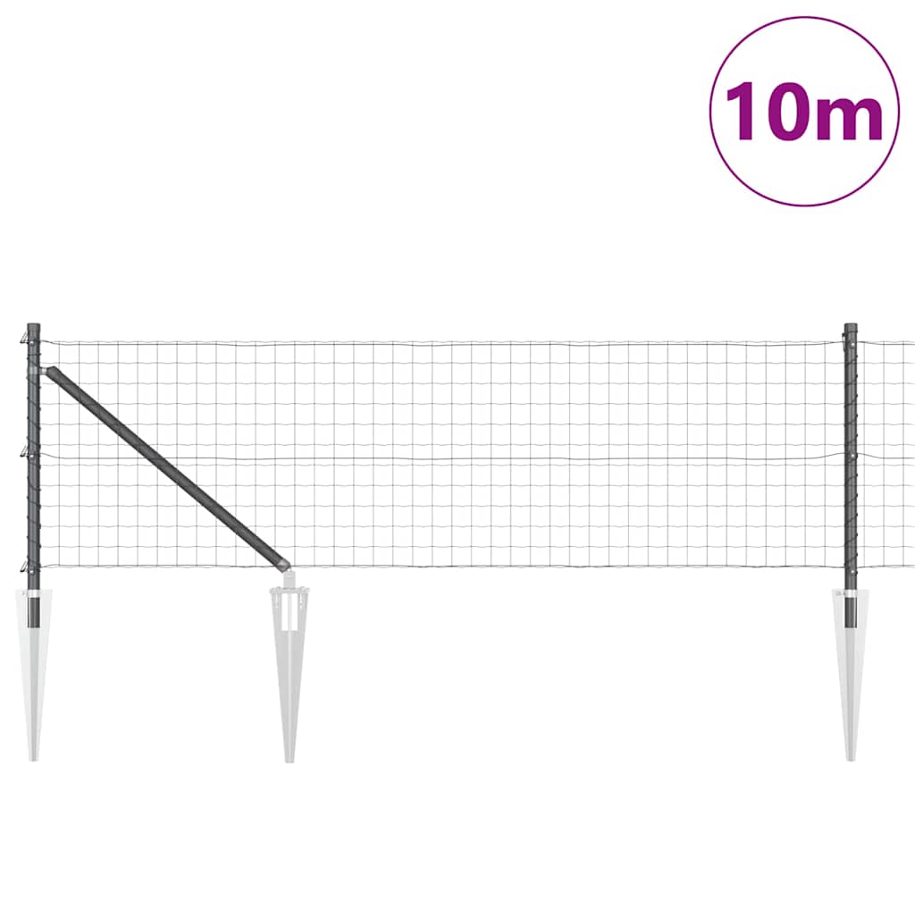 vidaXL Euro Fence με 7 Ήλους Στήριξης 0.8x10 μ Γαλβανισμένο Μέταλλο Γκρι