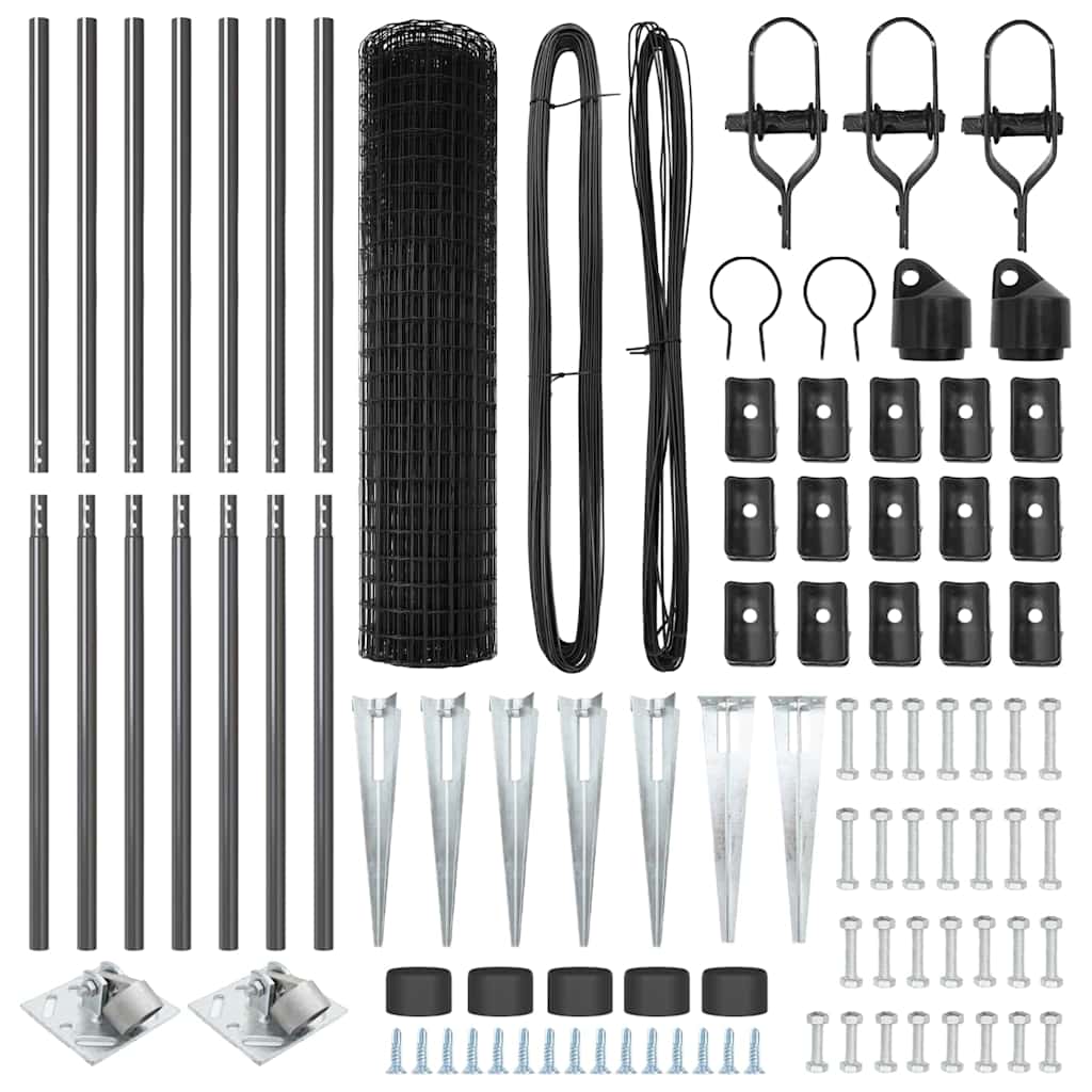 vidaXL Ευρωπαϊκή περίφραξη με 7 Σπονδυλωτές Αναρτήσεις 1.4x10 μ Γαλβανισμένος Χάλυβας Γκρι