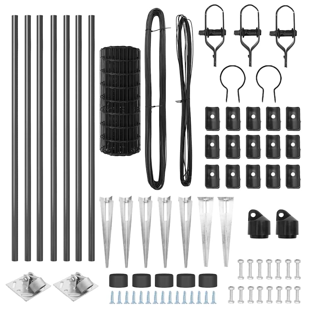 vidaXL Euro Fence με 7 αγκυρωμένες βίδες 0.4x10 μ Γαλβανισμένο Ατσάλι Γκρι