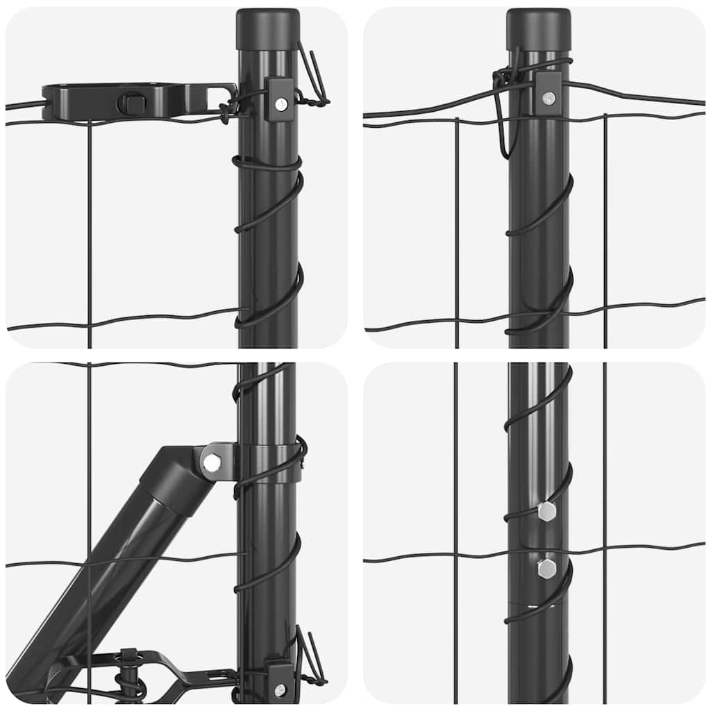 vidaXL Euro Fence με 7 Στήριξες Άγκυρας 1.5x10 μ Γαλβανισμένο Μέταλλο Γκρι