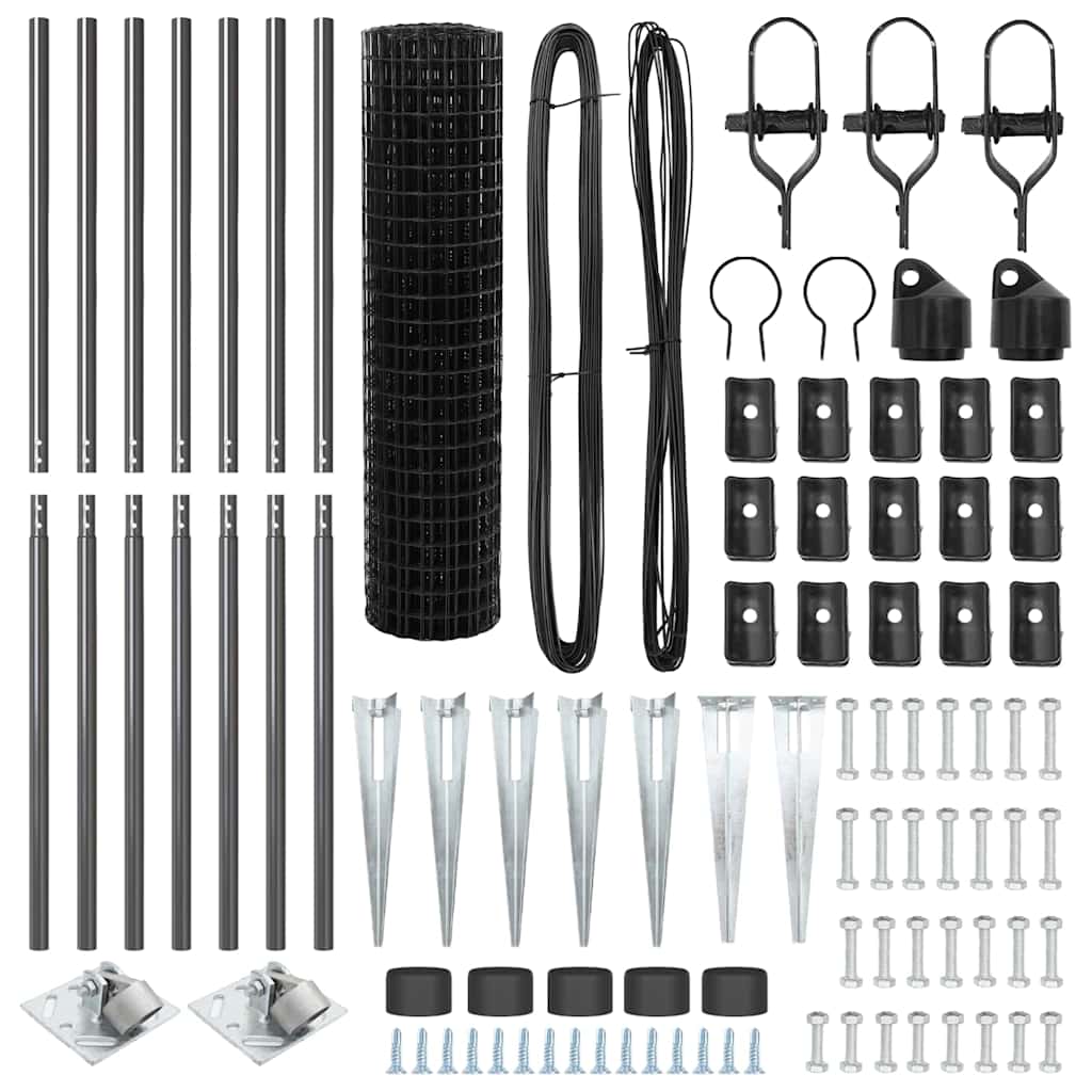 vidaXL Euro Fence με 7 Στερέωση Στερεά 1.2x10 μ Γαλβανισμένο Ατσάλι Γκρι