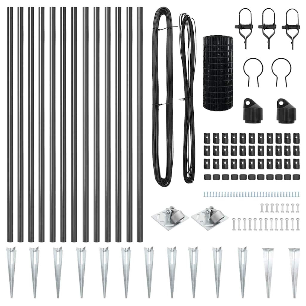 vidaXL Euro Fence με 13 Stylish Πόδια 0.4x25 μ Γαλβανισμένος Χάλυβας Γκρι