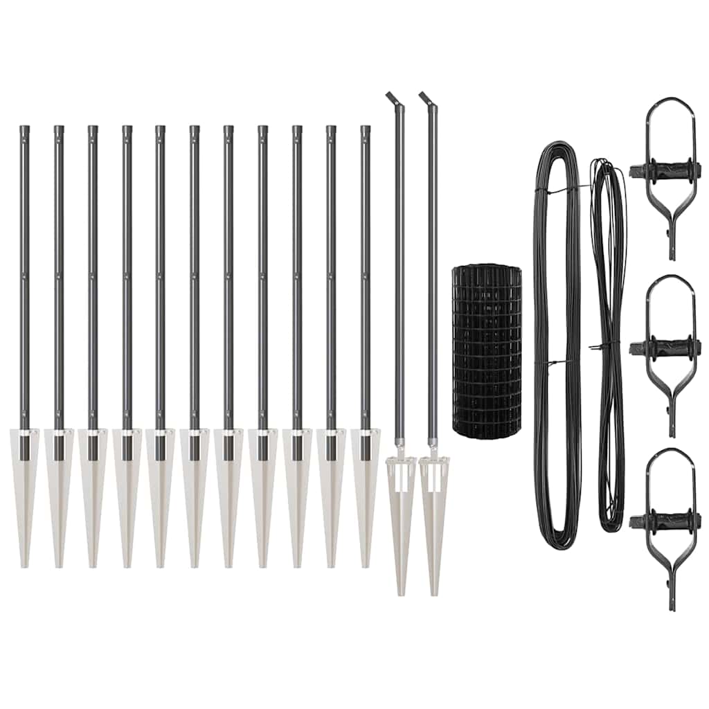 vidaXL Ευρωπαϊκός Φράκτης με 13 Άγκυστρα 1x25 μ Γαλβανισμένος Χάλυβας Γκρι