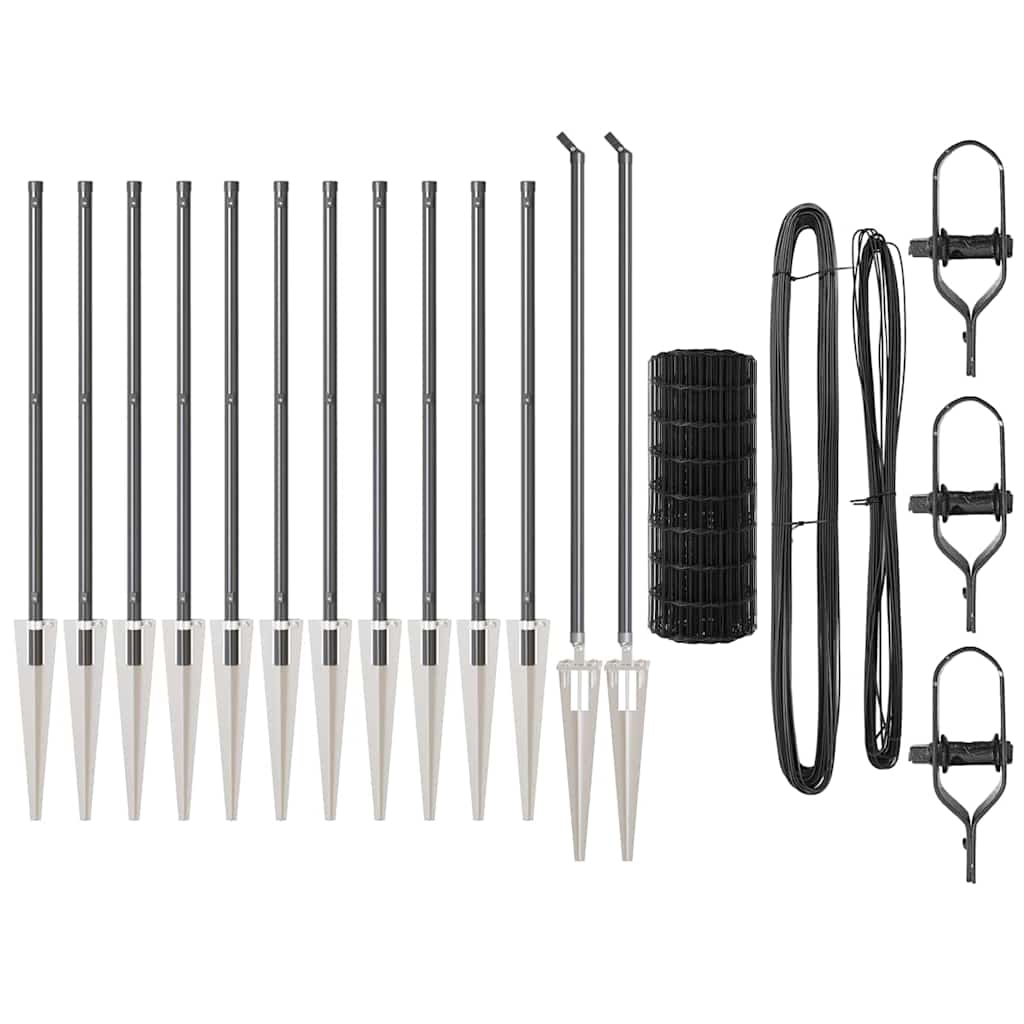 vidaXL Euro Fence με 13 Στερεώσεις 0.6x25 m Γαλβανισμένος Χάλυβας Γκρι