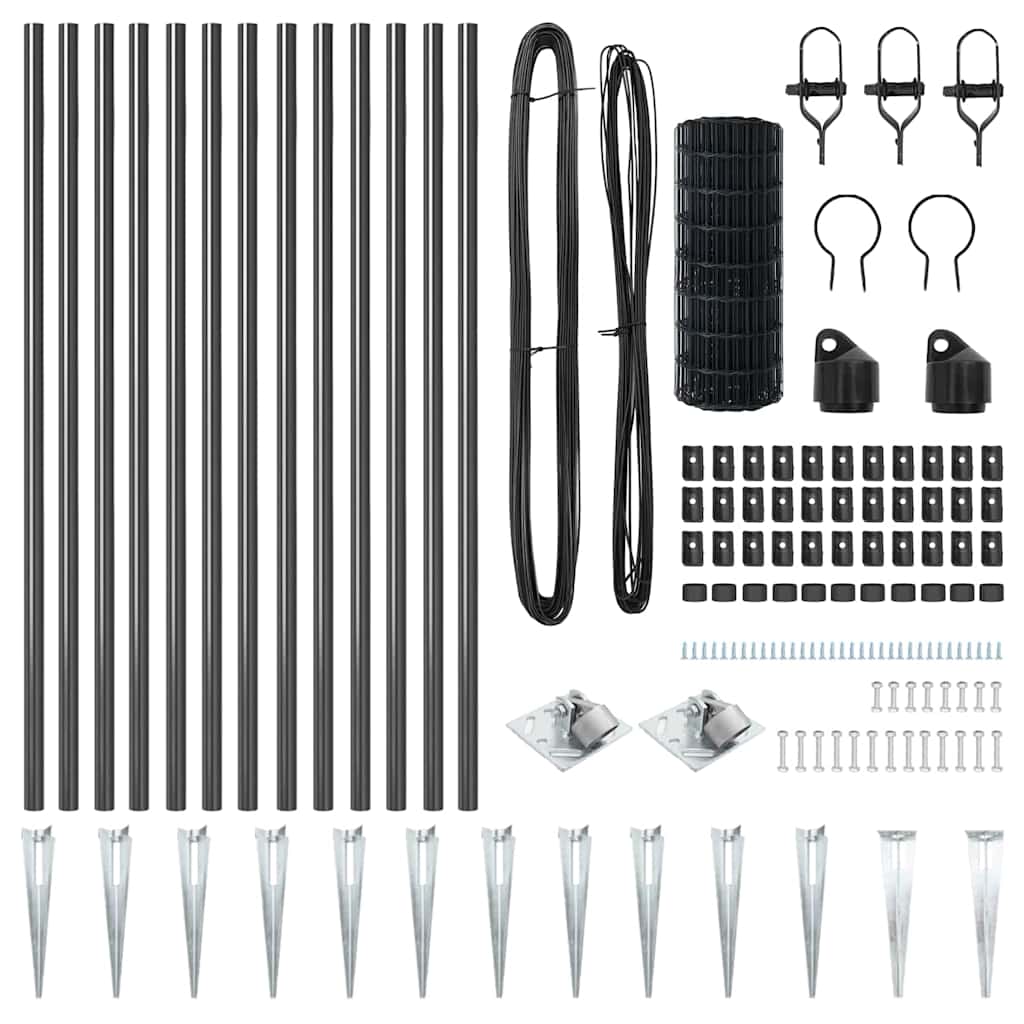 vidaXL Φράχτης Euro με 13 άγκυρες 0.4x25 μ Γαλβανισμένο Ατσάλι Γκρι