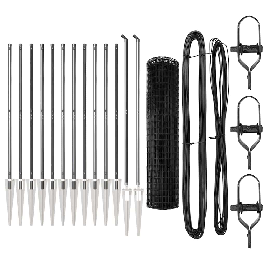 vidaXL Ευρωπαϊκός φράκτης με 13 βίδες στήριξης 1.2x25 μ Γαλβανισμένος χάλυβας Γκρι